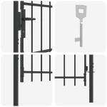 vidaXL Poartă de gard Gri 100 x 200 cm Oțel acoperit cu pulbere vidaXL Poartă de gard Gri 100 x 200 cm Oțel acoperit cu pulbere