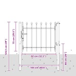 vidaXL Poartă de gard Gri 100 x 75 cm Oțel acoperit cu pulbere