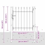 vidaXL Poartă de gard Gri 100 x 100 cm Oțel acoperit cu pulbere