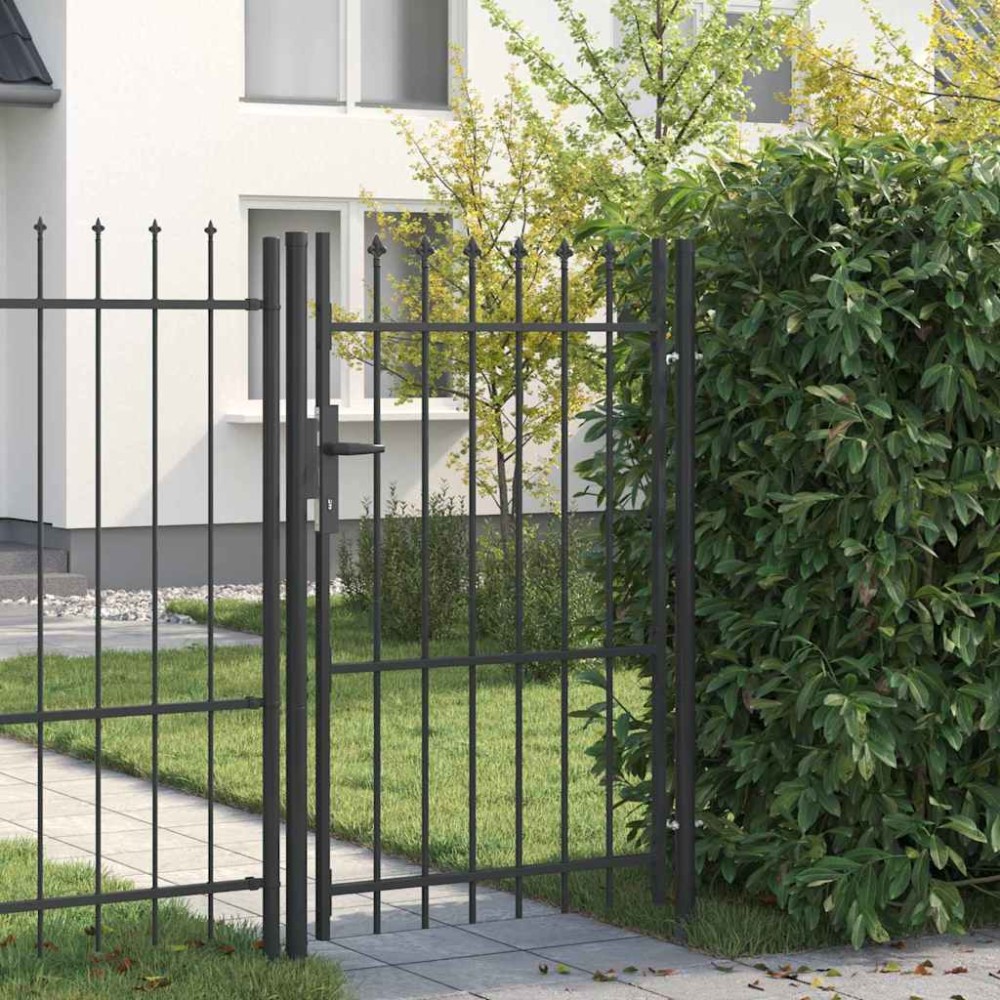 vidaXL Poartă de gard Gri 100 x 150 cm Oțel acoperit cu pulbere
