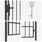 vidaXL Poartă de gard Gri 100 x 200 cm Oțel acoperit cu pulbere