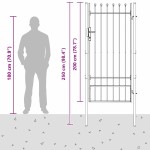 vidaXL Poartă de gard Gri 100 x 200 cm Oțel acoperit cu pulbere