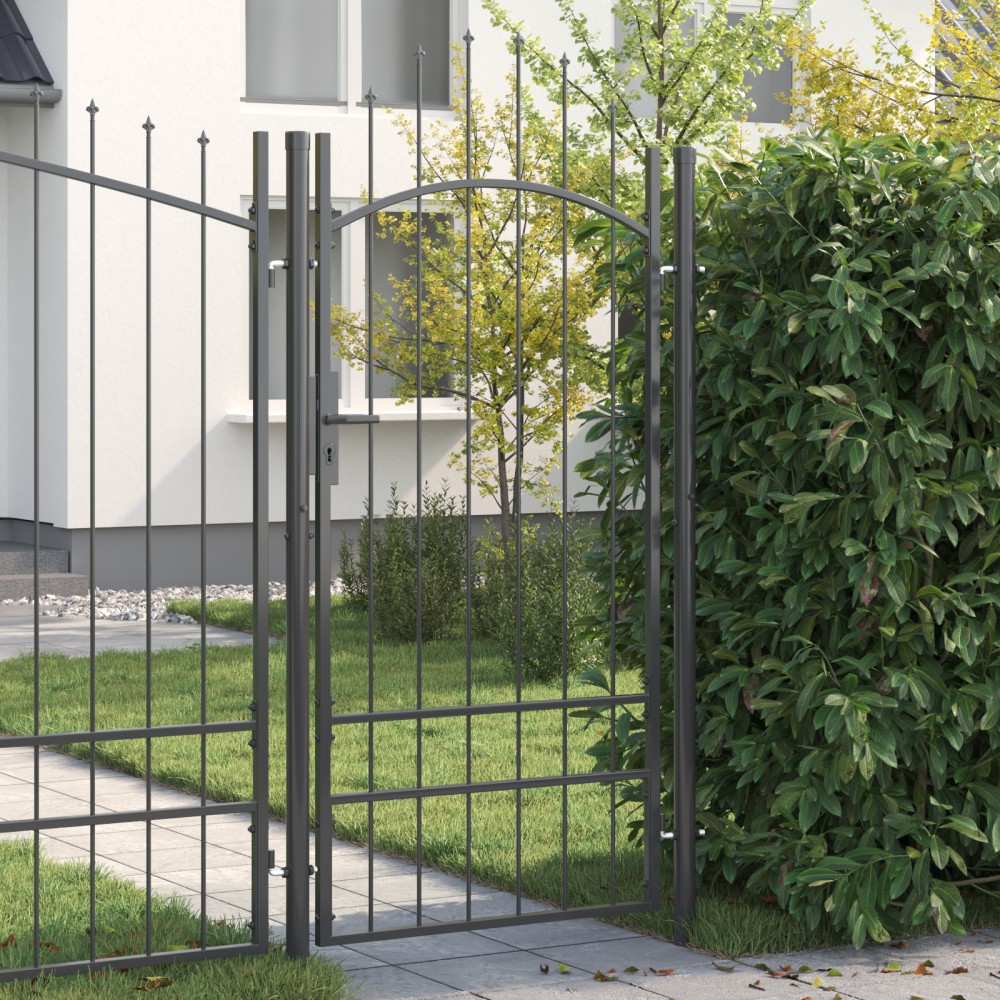 vidaXL Poartă de grădină cu blocare Gri 200 x 100 cm 100 x 200 cm Oțel