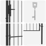 vidaXL Poartă de grădină cu blocare Gri 200 x 100 cm 100 x 200 cm Oțel