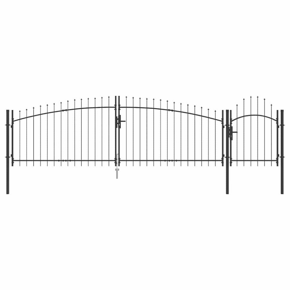 vidaXL Poarta de grădină cu vârf în formă de suliță, gri, 100x500 cm, din oțel