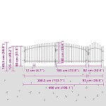 vidaXL Poarta de grădină cu vârf în formă de suliță, gri, 100x500 cm, din oțel