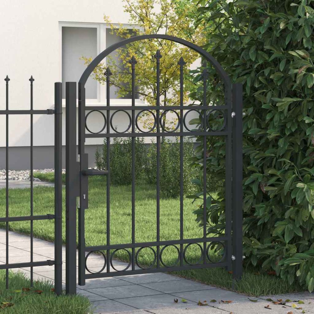 vidaXL Poartă de gard Gri 100 x 125 cm Oțel vopsit în pulbere