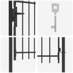 vidaXL Poartă de gard Gri 100 x 150 cm Oțel vopsit în pulbere vidaXL Poartă de gard Gri 100 x 150 cm Oțel vopsit în pulbere