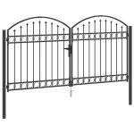 vidaXL Poartă de Gard cu blocare Gri 300 x 150 cm Oțel