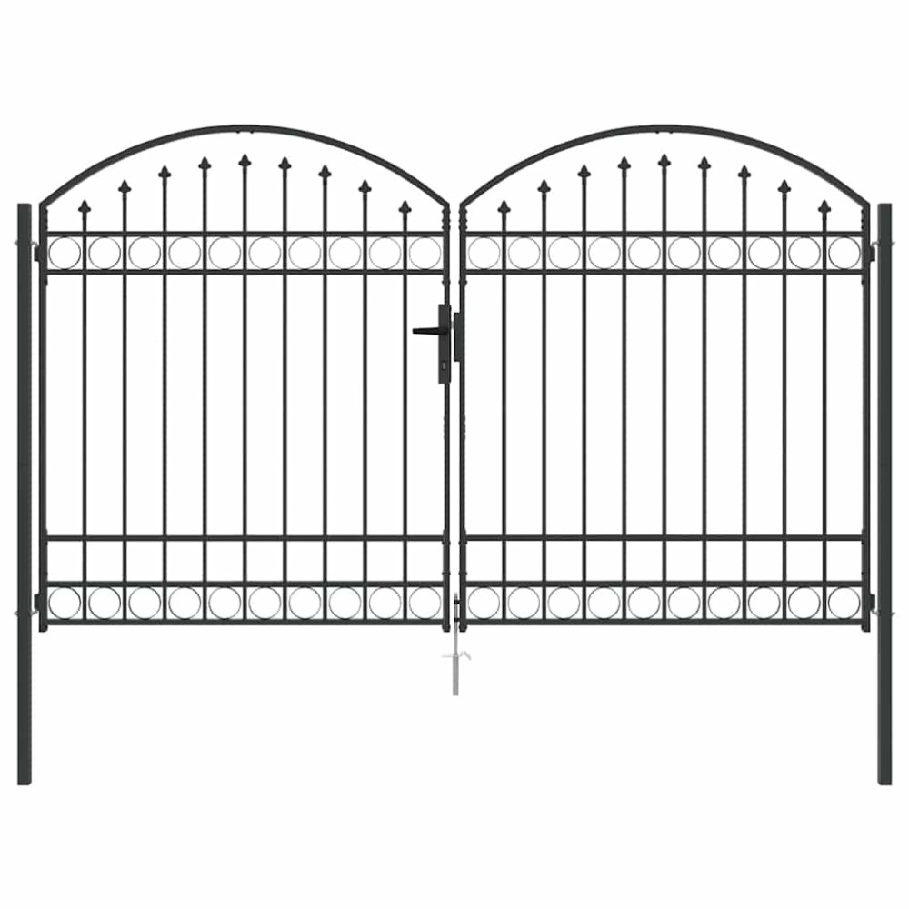 vidaXL Poartă de Gard cu blocare Gri 300 x 175 cm Oțel