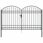 vidaXL Poartă de Gard cu blocare Gri 300 x 175 cm Oțel