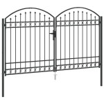 vidaXL Poartă de Gard cu blocare Gri 300 x 175 cm Oțel