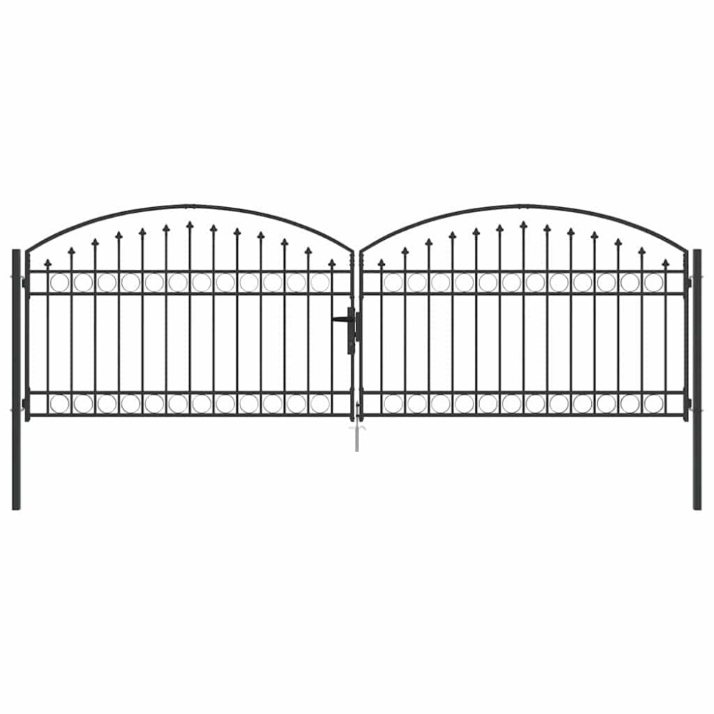 vidaXL Poartă de Gard cu blocare Gri 400 x 125 cm Oțel