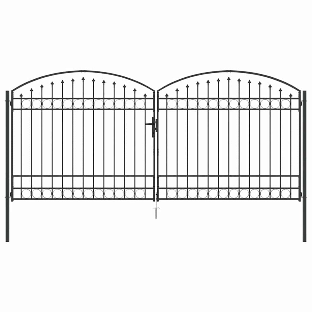 vidaXL Poartă de Gard cu blocare Gri 400 x 175 cm Oțel