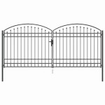 vidaXL Poartă de Gard cu blocare Gri 400 x 175 cm Oțel