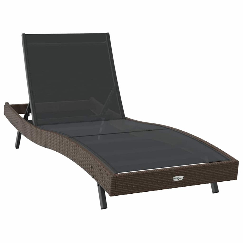 vidaXL Șezlong cu pernă 1-persoană Maro 197 x 70 x 82 cm Rattan poli