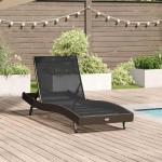 vidaXL Șezlong cu pernă 1-persoană Maro 197 x 70 x 82 cm Rattan poli vidaXL Șezlong cu pernă 1-persoană Maro 197 x 70 x 82 cm Rattan poli