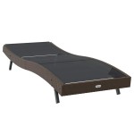 vidaXL Șezlong cu pernă 1-persoană Maro 197 x 70 x 82 cm Rattan poli vidaXL Șezlong cu pernă 1-persoană Maro 197 x 70 x 82 cm Rattan poli