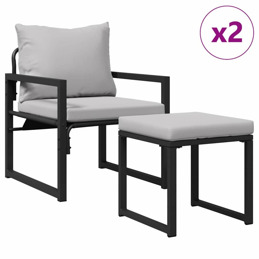 vidaXL Set de canapele pentru grădină 4 pcs Negru 61 x 72.5 x 71 cm