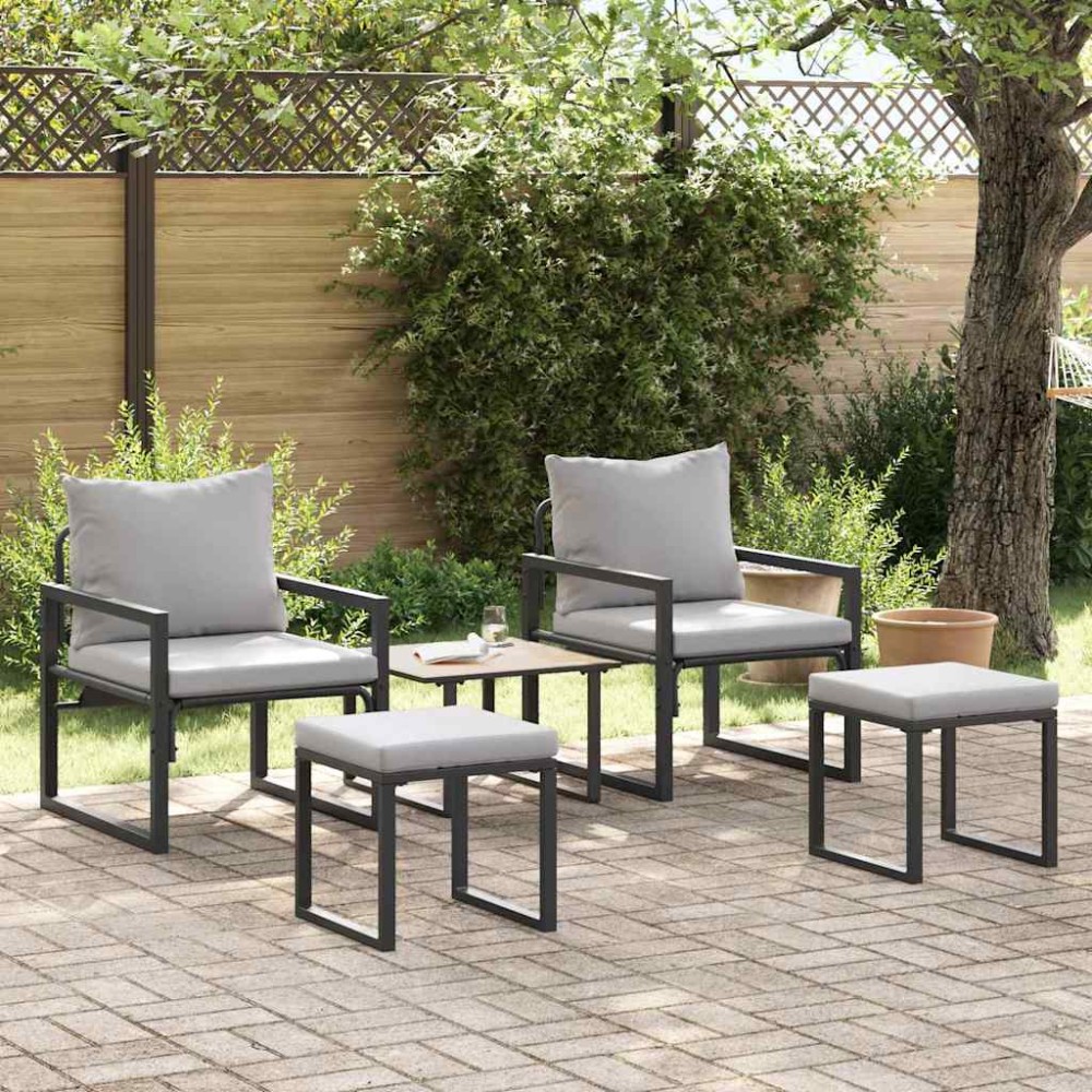vidaXL Set de canapele pentru grădină 4 pcs Negru 61 x 72.5 x 71 cm