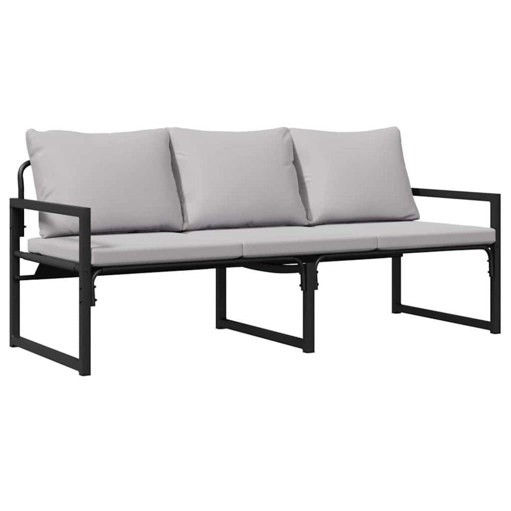 vidaXL Mobilier de grădină cu pernă Negru 180 x 72.5 x 71 cm Oțel