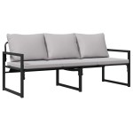 vidaXL Mobilier de grădină cu pernă Negru 180 x 72.5 x 71 cm Oțel