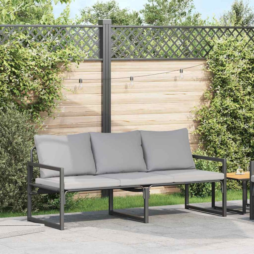 vidaXL Mobilier de grădină cu pernă Negru 180 x 72.5 x 71 cm Oțel