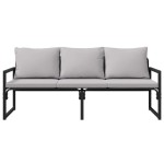 vidaXL Mobilier de grădină cu pernă Negru 180 x 72.5 x 71 cm Oțel