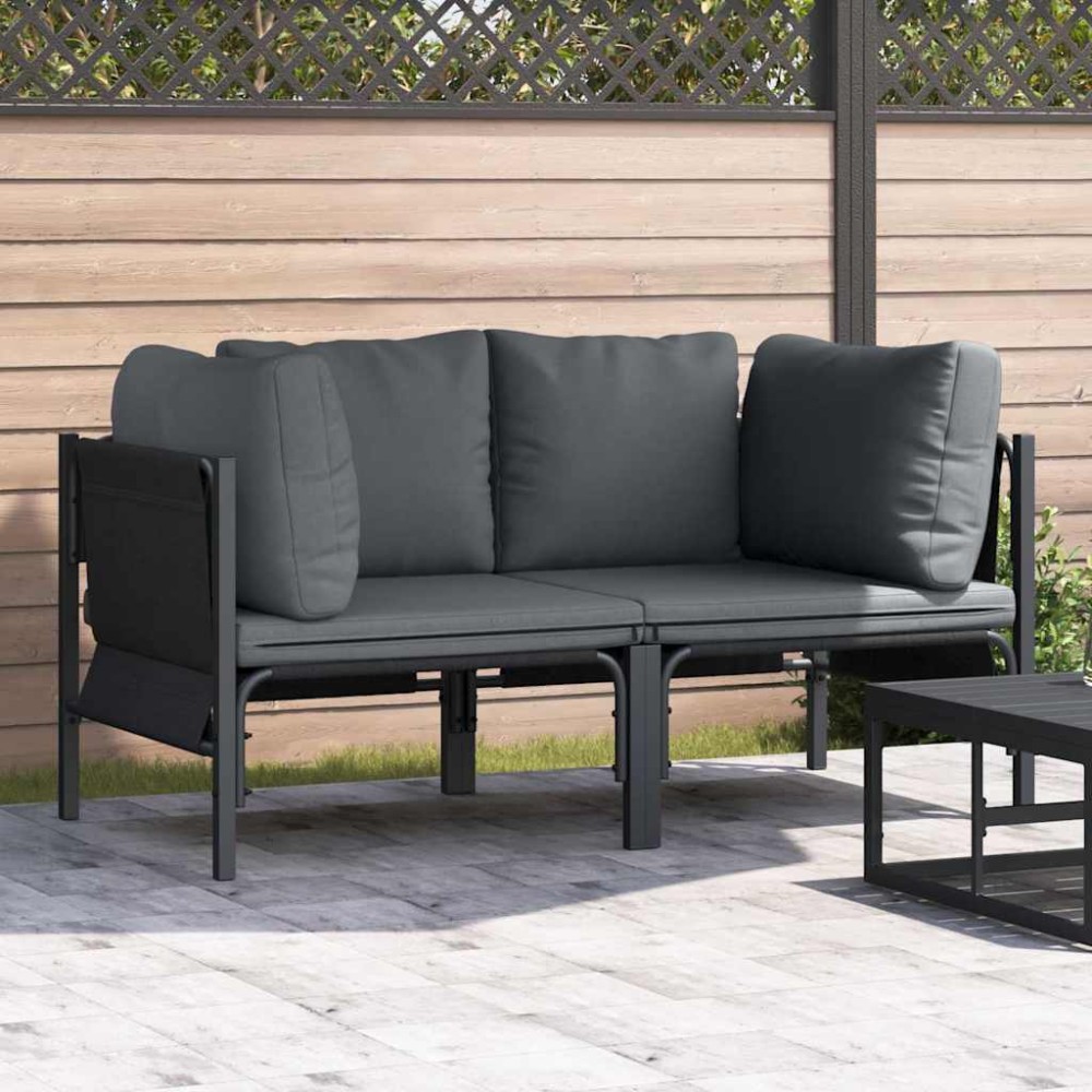 vidaXL Seturi de mobilier de exterior cu pernă cu pernă 2 pcs Antracit