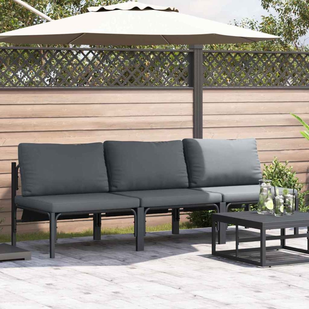 vidaXL Seturi de mobilier de exterior cu pernă cu pernă 3 pcs Antracit