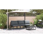 vidaXL Mobilier pentru Exterior cu pernă cu pernă 3 pcs Antracit Oțel vidaXL Mobilier pentru Exterior cu pernă cu pernă 3 pcs Antracit Oțel