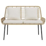 vidaXL Bancă de grădină Maro și Crem poliratan