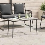vidaXL Masă de Grădină Negru 80 x 40 x 45.5 cm Rattan poli vidaXL Masă de Grădină Negru 80 x 40 x 45.5 cm Rattan poli
