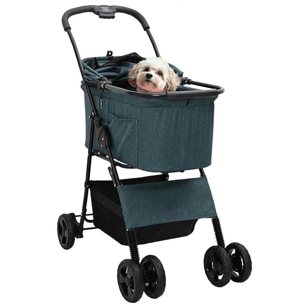 vidaXL Carucior pentru Pisici Pliante Ajustabil Verde 81 x 47 x 99 cm