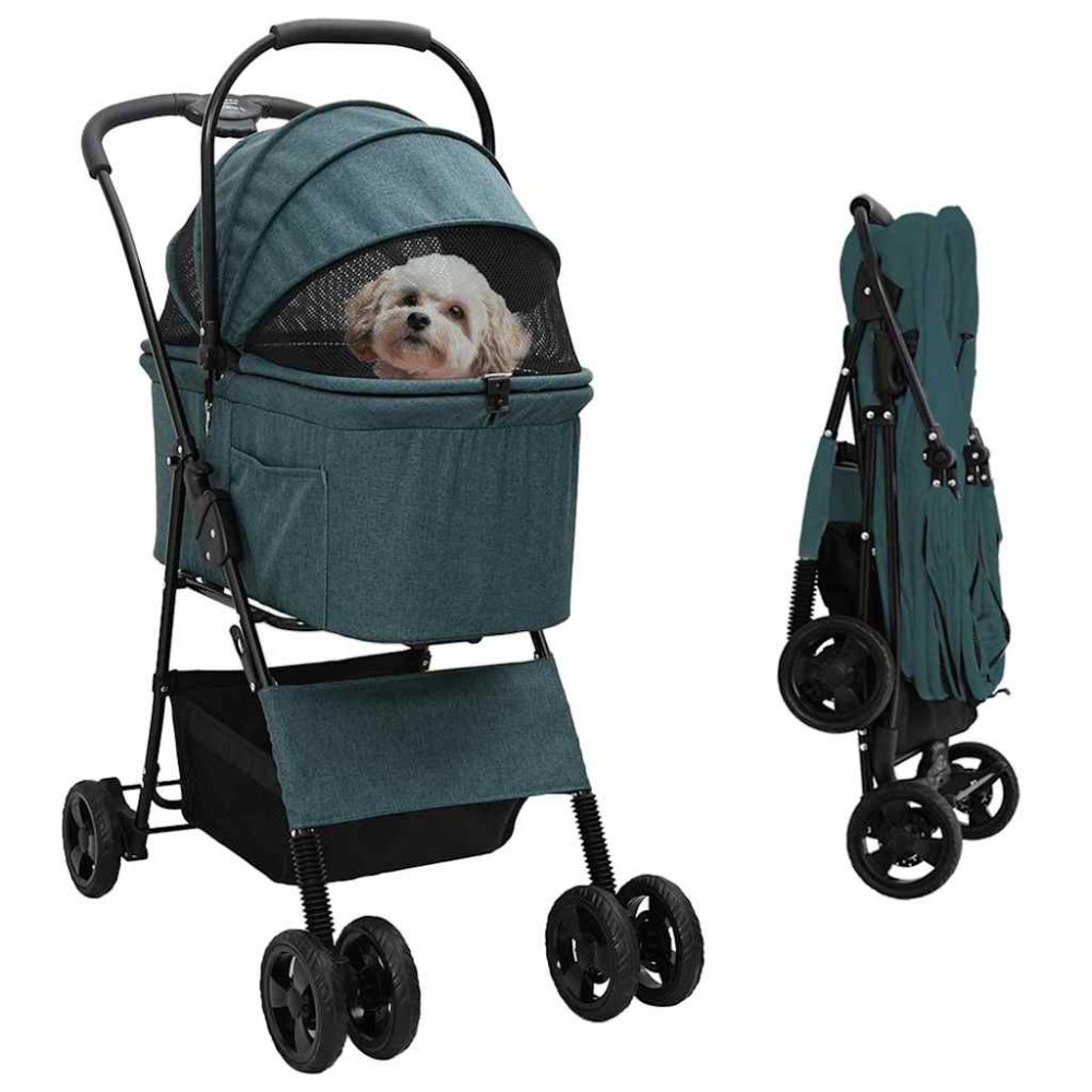 vidaXL Carucior pentru Pisici Pliante Ajustabil Verde 81 x 47 x 99 cm