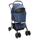 vidaXL Carucior pentru Pisici Pliante albastru 81 x 47 x 99 cm vidaXL Carucior pentru Pisici Pliante albastru 81 x 47 x 99 cm
