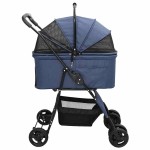 vidaXL Carucior pentru Pisici Pliante albastru 81 x 47 x 99 cm vidaXL Carucior pentru Pisici Pliante albastru 81 x 47 x 99 cm