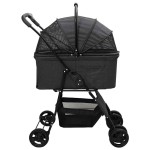 vidaXL Carucior pentru Pisici Pliante Ajustabil Negru 81 x 47 x 99 cm vidaXL Carucior pentru Pisici Pliante Ajustabil Negru 81 x 47 x 99 cm