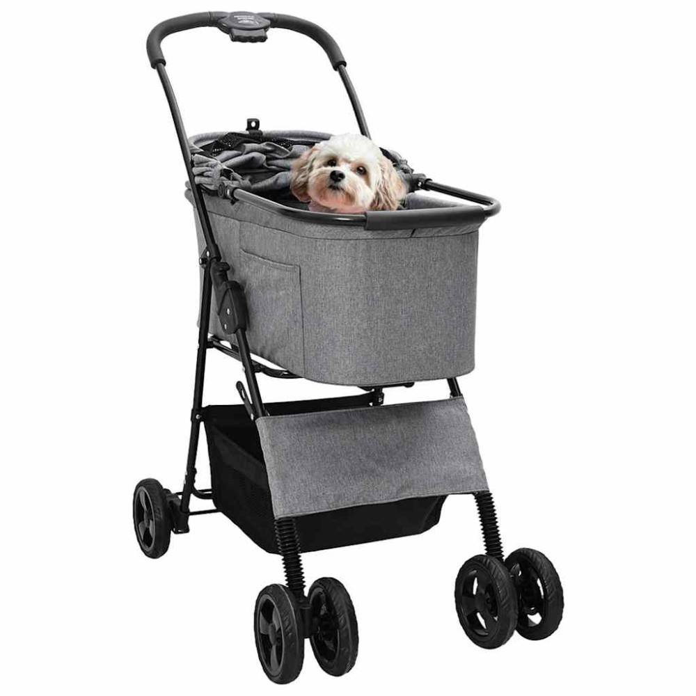 vidaXL Carucior pentru Pisici Pliante Ajustabil Gri 81 x 47 x 99 cm