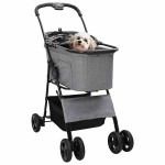 vidaXL Carucior pentru Pisici Pliante Ajustabil Gri 81 x 47 x 99 cm vidaXL Carucior pentru Pisici Pliante Ajustabil Gri 81 x 47 x 99 cm