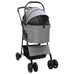 vidaXL Carucior pentru Pisici Pliante Ajustabil Gri 81 x 47 x 99 cm vidaXL Carucior pentru Pisici Pliante Ajustabil Gri 81 x 47 x 99 cm