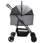 vidaXL Carucior pentru Pisici Pliante Ajustabil Gri 81 x 47 x 99 cm vidaXL Carucior pentru Pisici Pliante Ajustabil Gri 81 x 47 x 99 cm