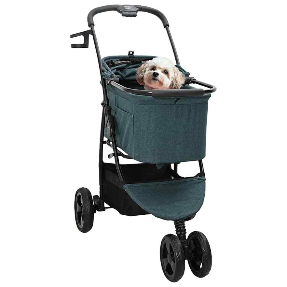 vidaXL Carucior pentru Pisici Pliante Ajustabil Verde 78 x 54 x 101 cm