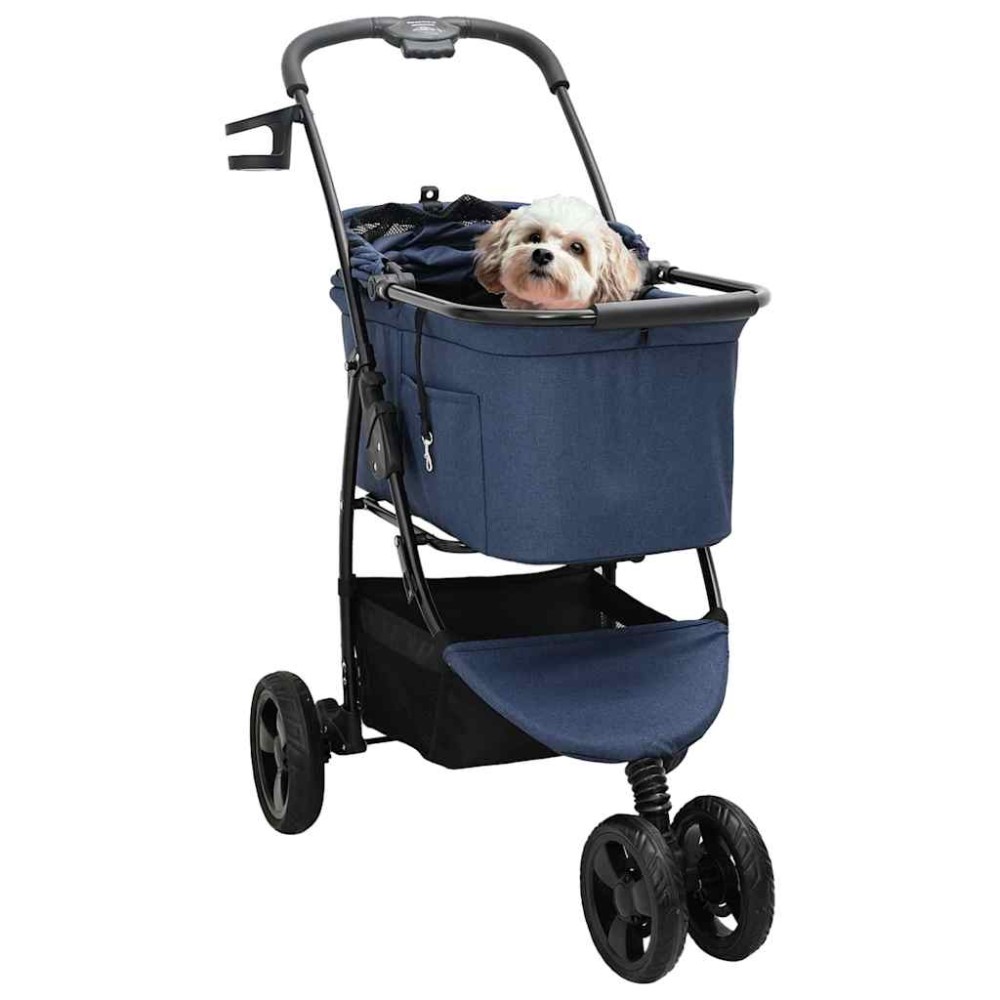 vidaXL Carucior pentru Pisici Pliante albastru 78 x 54 x 101 cm