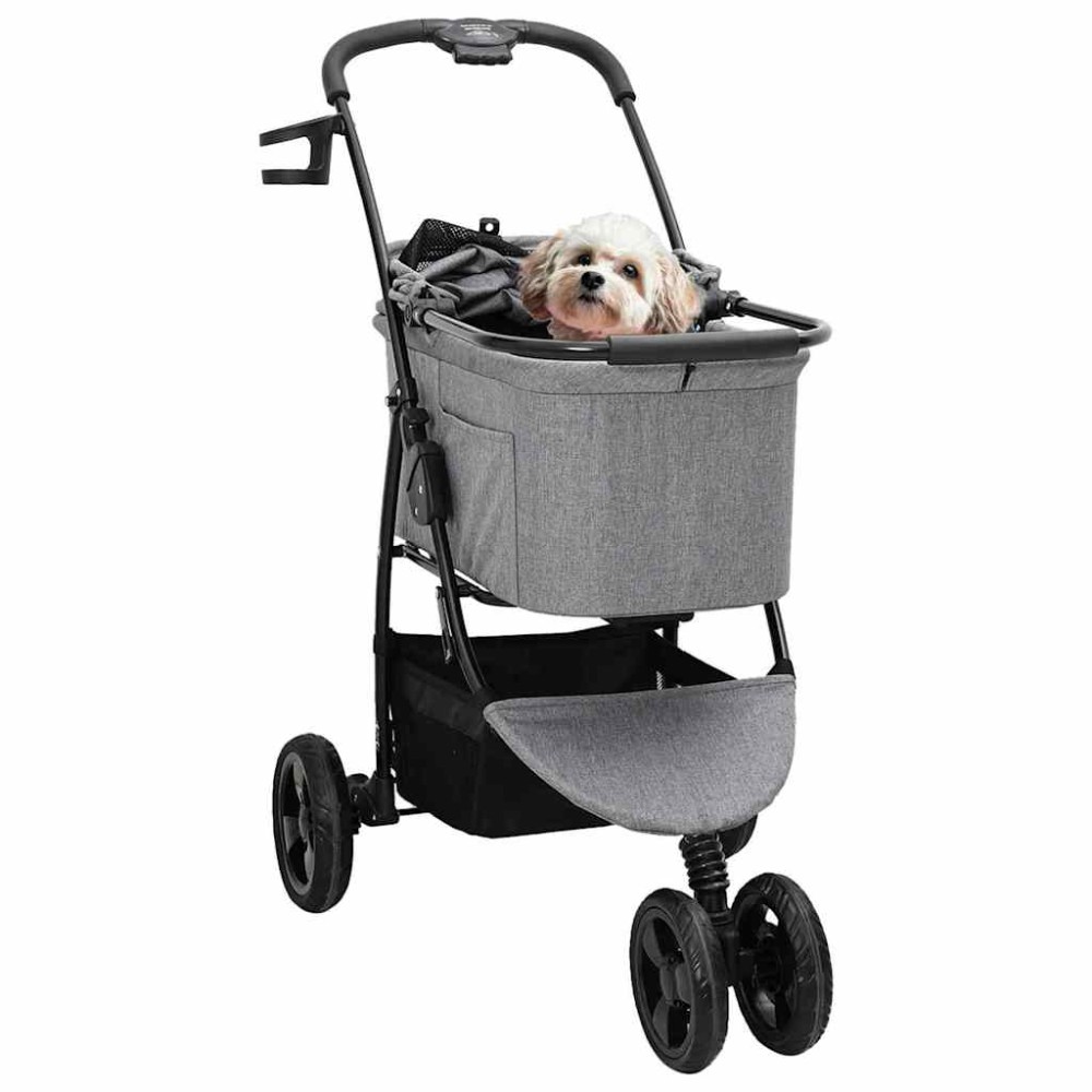 vidaXL Carucior pentru Pisici Pliante Ajustabil Gri 78 x 54 x 101 cm