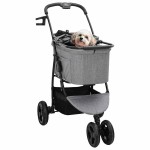 vidaXL Carucior pentru Pisici Pliante Ajustabil Gri 78 x 54 x 101 cm vidaXL Carucior pentru Pisici Pliante Ajustabil Gri 78 x 54 x 101 cm