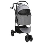 vidaXL Carucior pentru Pisici Pliante Ajustabil Gri 78 x 54 x 101 cm vidaXL Carucior pentru Pisici Pliante Ajustabil Gri 78 x 54 x 101 cm