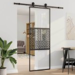 vidaXL Ușă glisantă Negru 76 x 205 cm Sticlă securizată, Aluminiu