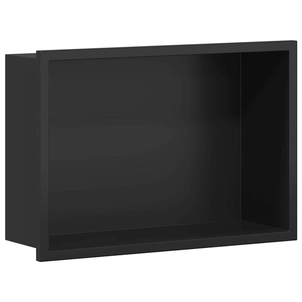 vidaXL Nisă de Duș Negru 30 x 20 x 9.5 cm Oţel inoxidabil