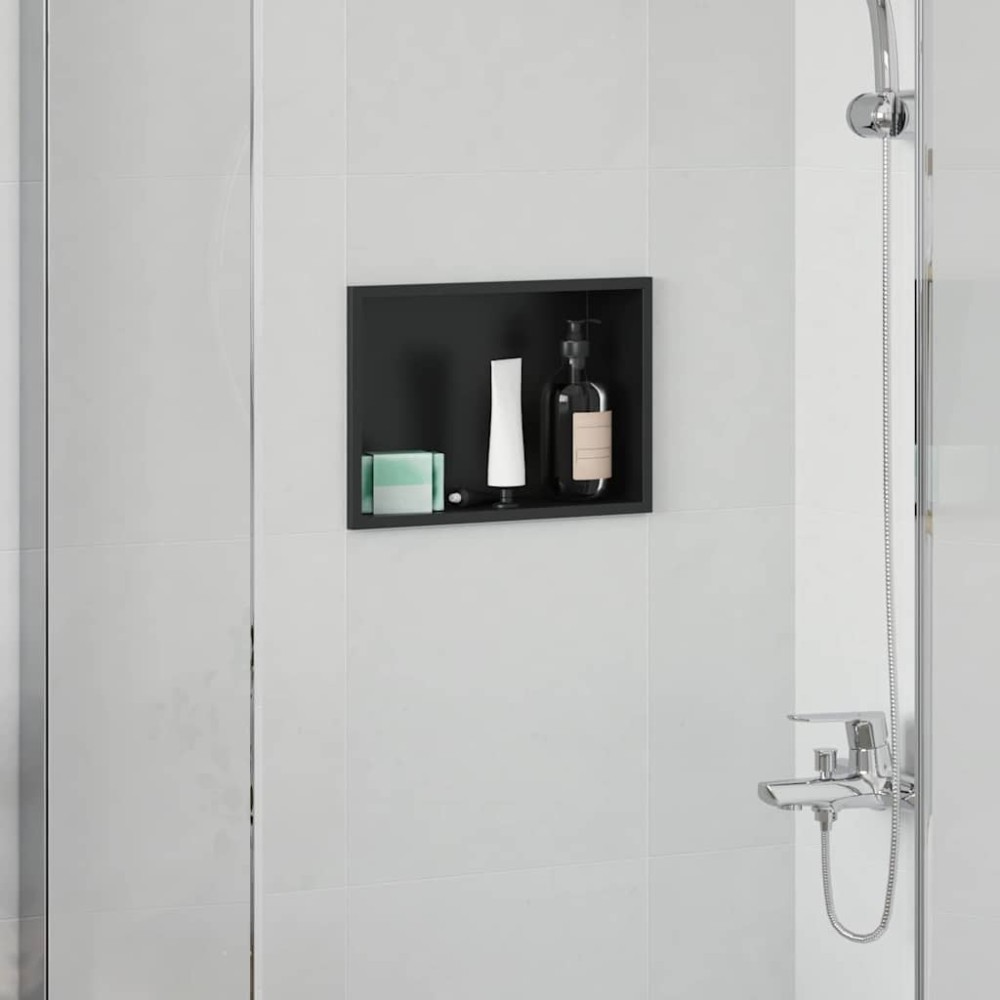 vidaXL Nisă de Duș Negru 30 x 20 x 9.5 cm Oţel inoxidabil